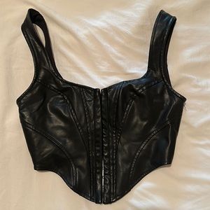 Windsor black leather cropped corset